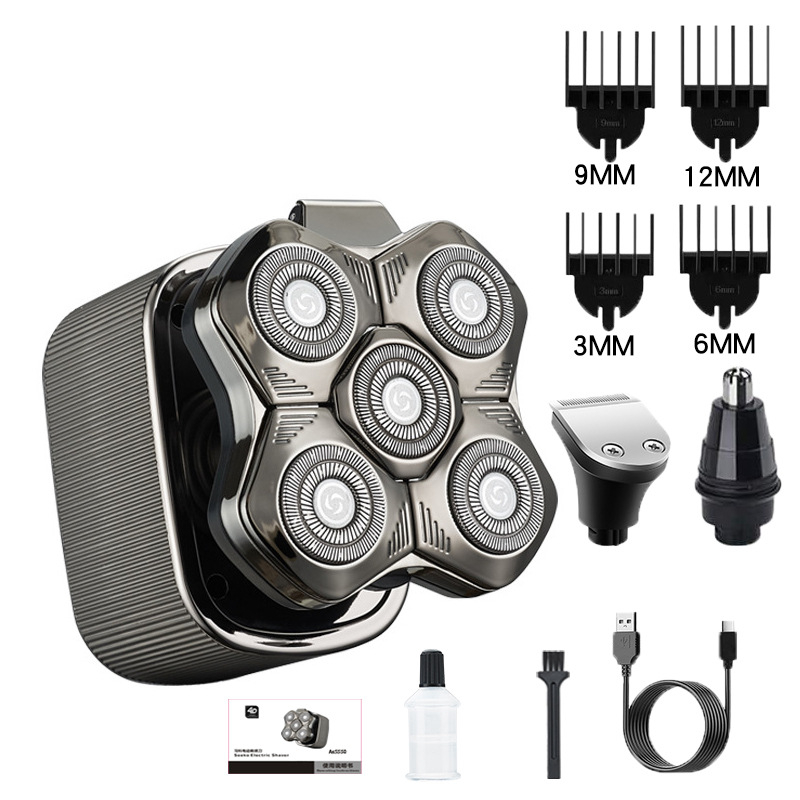 Elektrinis plaukų šalinimo skustuvas vyrams su plūduriuojančia pjovimo galvute, įdiegta baterija 500–800 mAh, daugiau nei 60 min veikimo laikas, be šepetėlių variklis, įkrovimas ir maitinimas dvigubam naudojimui