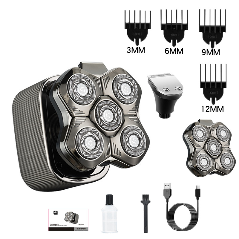 Elektrinis plaukų šalinimo skustuvas vyrams su plūduriuojančia pjovimo galvute, įdiegta baterija 500–800 mAh, daugiau nei 60 min veikimo laikas, be šepetėlių variklis, įkrovimas ir maitinimas dvigubam naudojimui