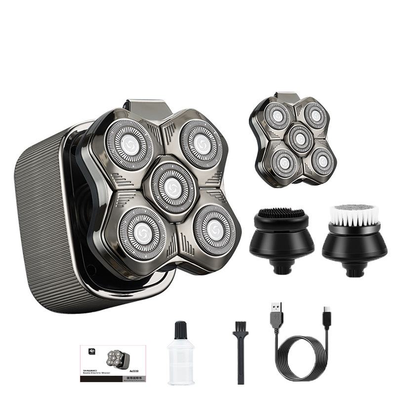 Elektrinis plaukų šalinimo skustuvas vyrams su plūduriuojančia pjovimo galvute, įdiegta baterija 500–800 mAh, daugiau nei 60 min veikimo laikas, be šepetėlių variklis, įkrovimas ir maitinimas dvigubam naudojimui