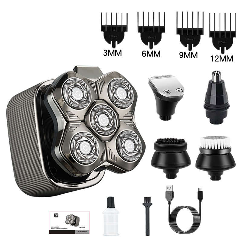 Elektrinis plaukų šalinimo skustuvas vyrams su plūduriuojančia pjovimo galvute, įdiegta baterija 500–800 mAh, daugiau nei 60 min veikimo laikas, be šepetėlių variklis, įkrovimas ir maitinimas dvigubam naudojimui