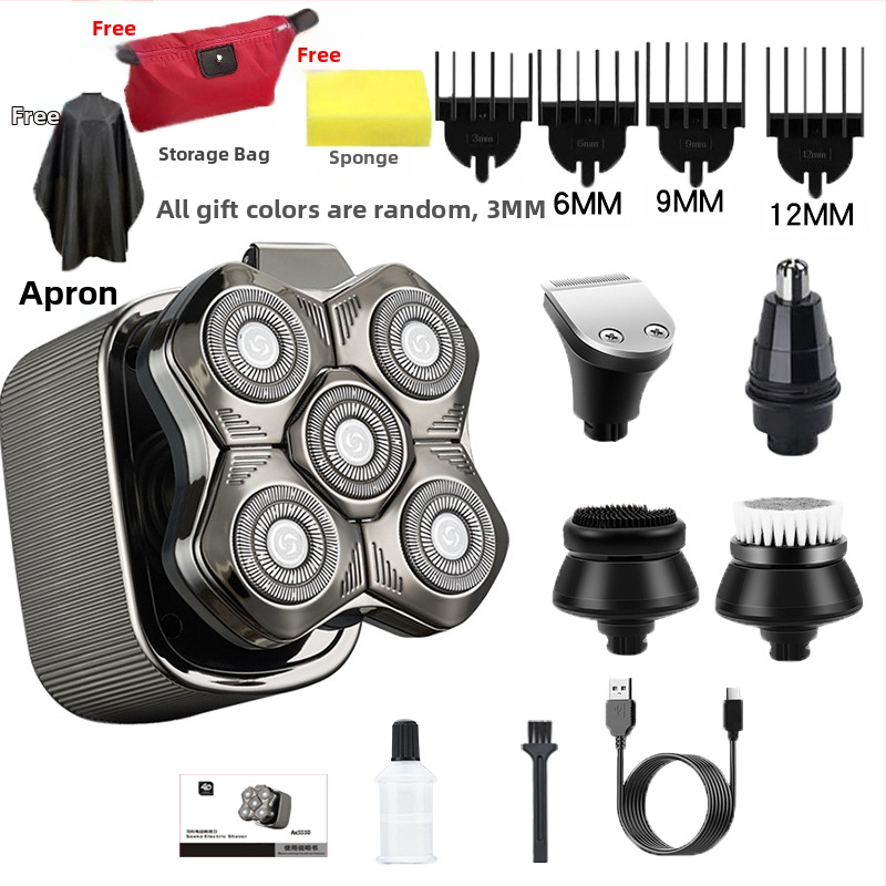 Elektrinis plaukų šalinimo skustuvas vyrams su plūduriuojančia pjovimo galvute, įdiegta baterija 500–800 mAh, daugiau nei 60 min veikimo laikas, be šepetėlių variklis, įkrovimas ir maitinimas dvigubam naudojimui