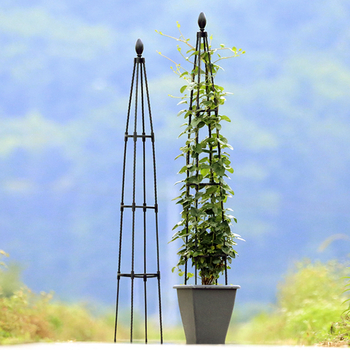 Ανθοστάτης εξωτερικού χώρου τύπου Πύργος με σωλήνες από ατσάλι με πλαστικό επίστρωμα και δακτύλιο