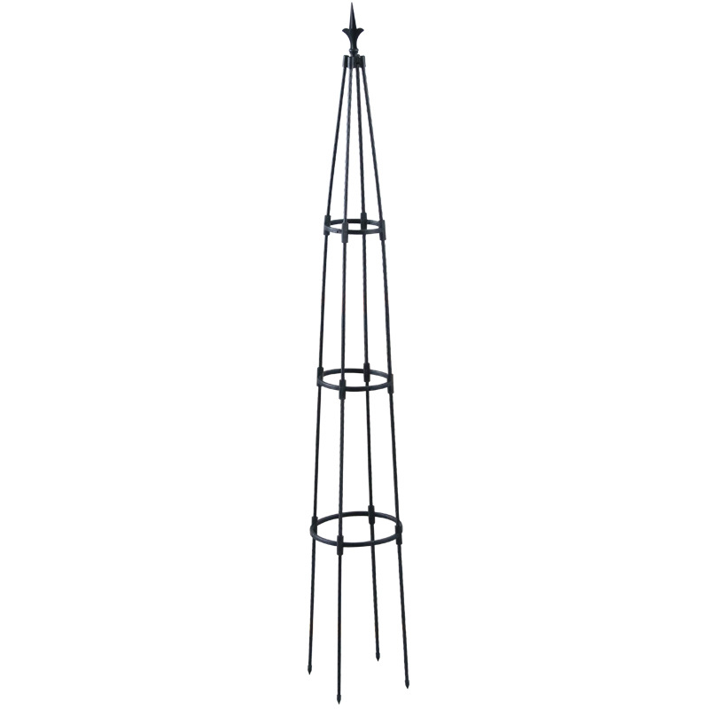 Torony típusú kültéri virágtartó műanyag bevonatú acélcsővel és gyűrűvel