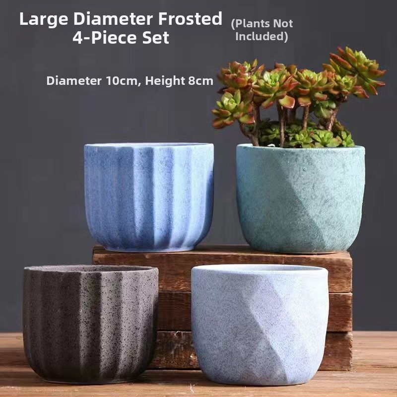 Keraminė sukulentų vaza, kvėpuojanti, stovinti ant grindų, modernus minimalistinis stilius