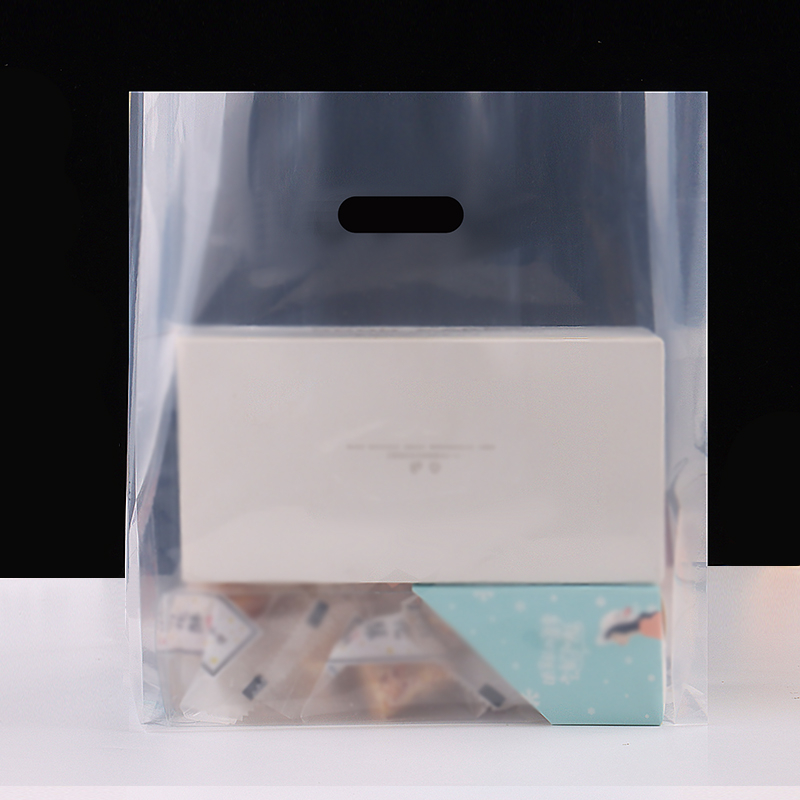 Прозрачна пластмасова опаковъчна торбичка за сладкарски изделия и за доставка, с отпечатано лого