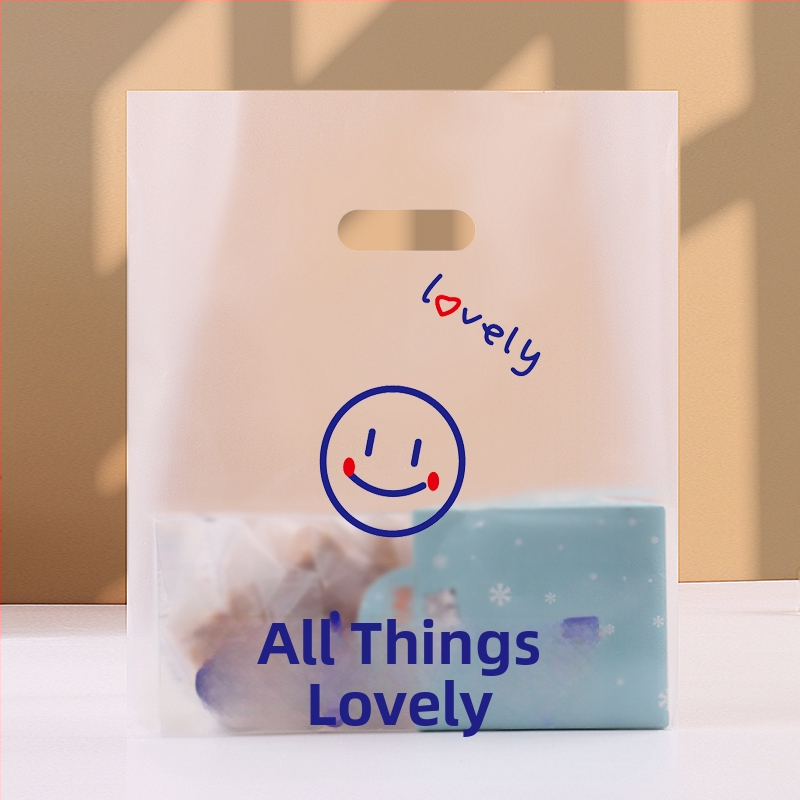 Прозрачна пластмасова опаковъчна торбичка за сладкарски изделия и за доставка, с отпечатано лого