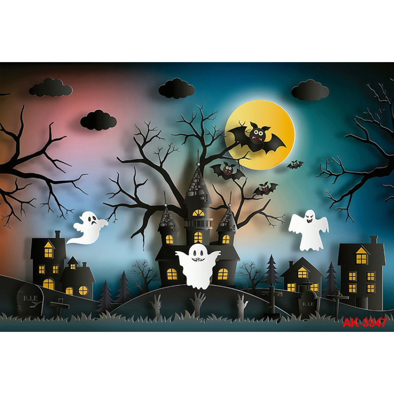 Фонов гоблен за fotografия – Хелоуин, детско парти, 100% полиестер, машинно тъкане, стил: анимационен