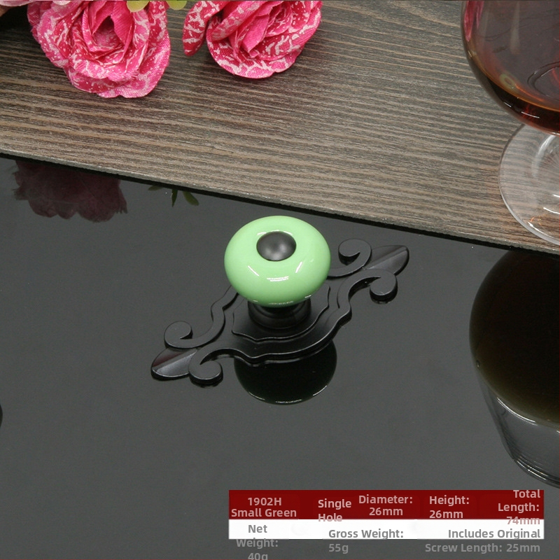 Apvali keramikinė spintos durų ir stalčiaus rankenėlė su baze, šiuolaikinis minimalistinis stilius.