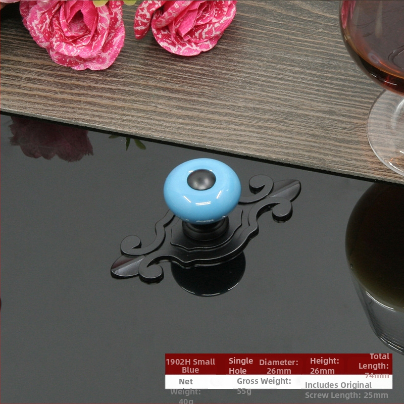 Apvali keramikinė spintos durų ir stalčiaus rankenėlė su baze, šiuolaikinis minimalistinis stilius.