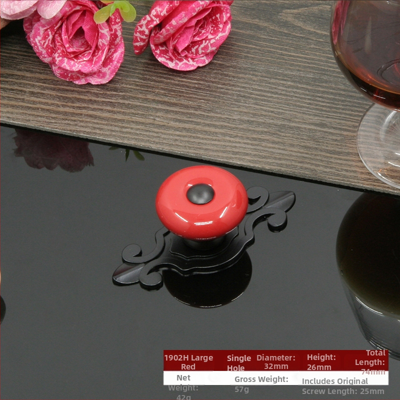 Apvali keramikinė spintos durų ir stalčiaus rankenėlė su baze, šiuolaikinis minimalistinis stilius.