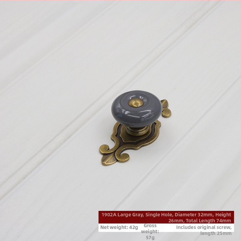 Apvali keramikinė spintos durų ir stalčiaus rankenėlė su baze, šiuolaikinis minimalistinis stilius.