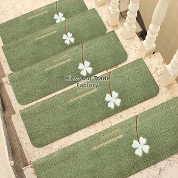 Стълбищен мат от химическо влакно, квадратна форма, модел растения и цветя, висока температурна устойчивост