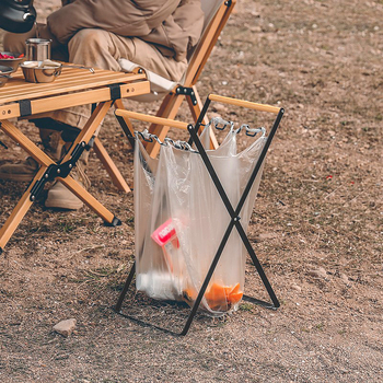Sulankstoma šiukšlių laikymo stovelė stovyklavimui su maišų laikikliu, 100% naujos plastiko medžiagos