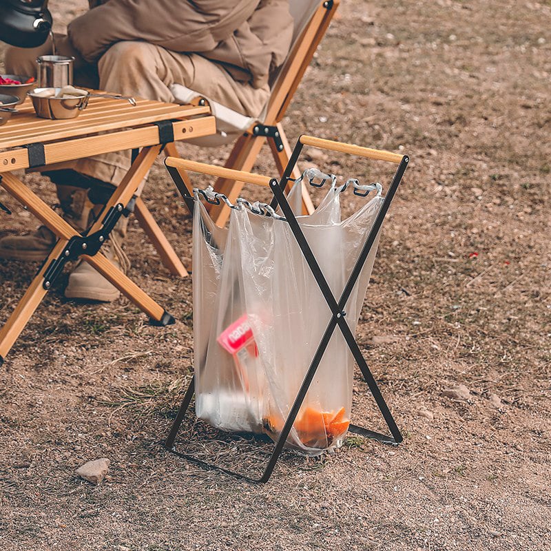 Sulankstoma šiukšlių laikymo stovelė stovyklavimui su maišų laikikliu, 100% naujos plastiko medžiagos