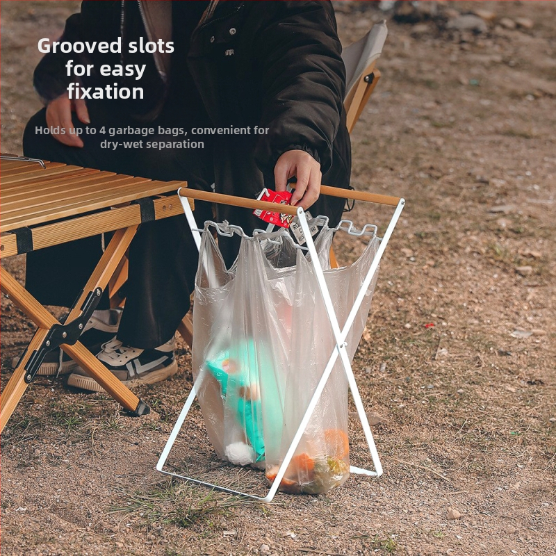 Сгъваема външна стойка за боклук за къмпинг с държач за торби, 100% нов пластмасов материал