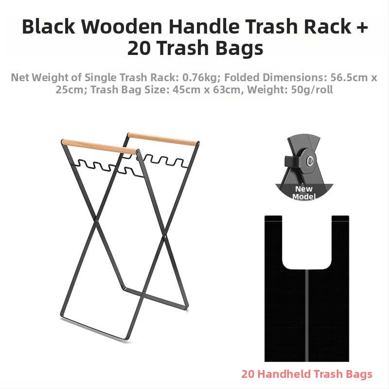 Sulankstoma šiukšlių laikymo stovelė stovyklavimui su maišų laikikliu, 100% naujos plastiko medžiagos