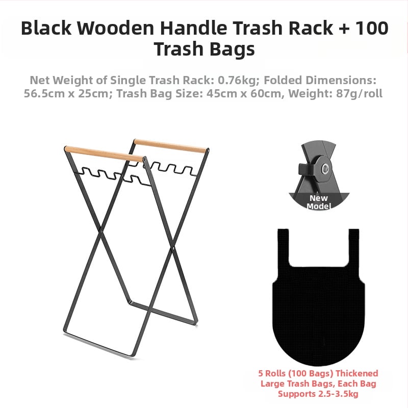 Sulankstoma šiukšlių laikymo stovelė stovyklavimui su maišų laikikliu, 100% naujos plastiko medžiagos