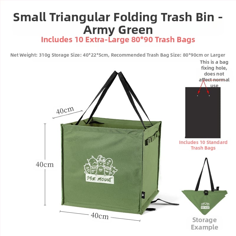 Sulankstoma šiukšlių laikymo stovelė stovyklavimui su maišų laikikliu, 100% naujos plastiko medžiagos