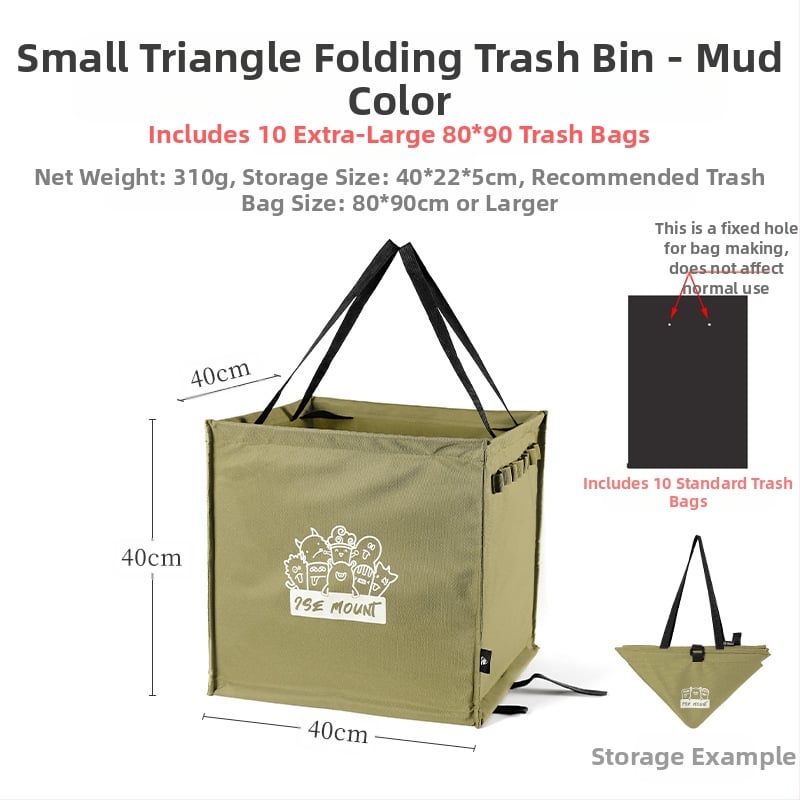 Sulankstoma šiukšlių laikymo stovelė stovyklavimui su maišų laikikliu, 100% naujos plastiko medžiagos