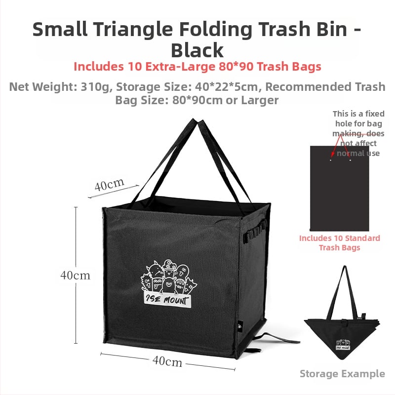 Sulankstoma šiukšlių laikymo stovelė stovyklavimui su maišų laikikliu, 100% naujos plastiko medžiagos