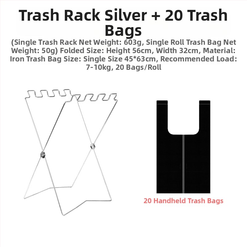 Sulankstoma šiukšlių laikymo stovelė stovyklavimui su maišų laikikliu, 100% naujos plastiko medžiagos