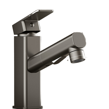 Varinis praustuvo čiaupas, dvigubo jungimo konstrukcija, atidarymas su rakteliu, keraminis vožtuvo šerdis, šiuolaikinis minimalistinis stilius