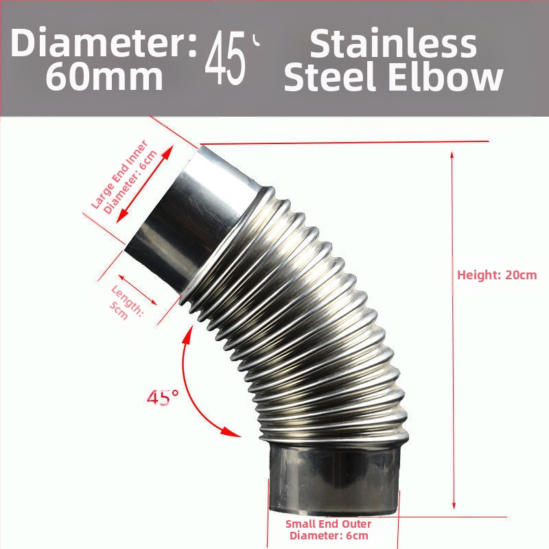 Nerūdijančio plieno medienos krosnelė su kampiniu dūmtraukio, lauko naudojimui