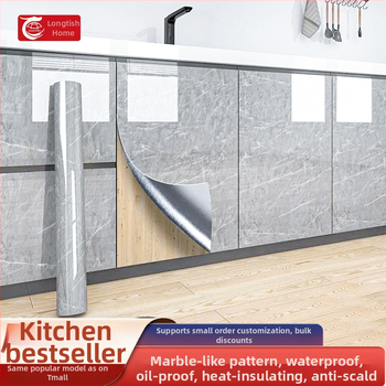Lipdukas PET sienai, marmuro imitacija, atsparus aliejui ir aukštoms temperatūroms, virtuvės sienos dekoras