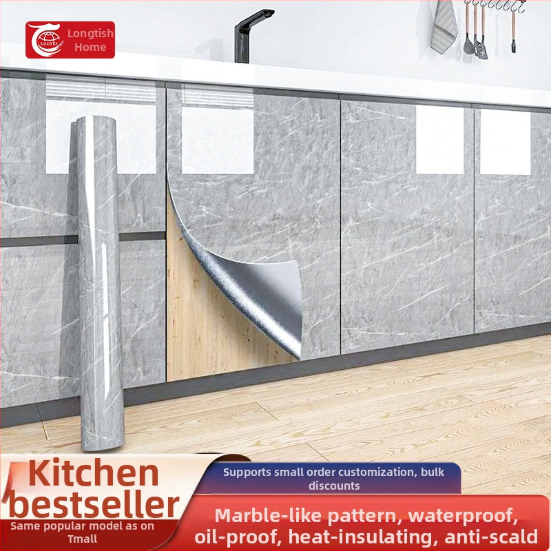 Lipdukas PET sienai, marmuro imitacija, atsparus aliejui ir aukštoms temperatūroms, virtuvės sienos dekoras