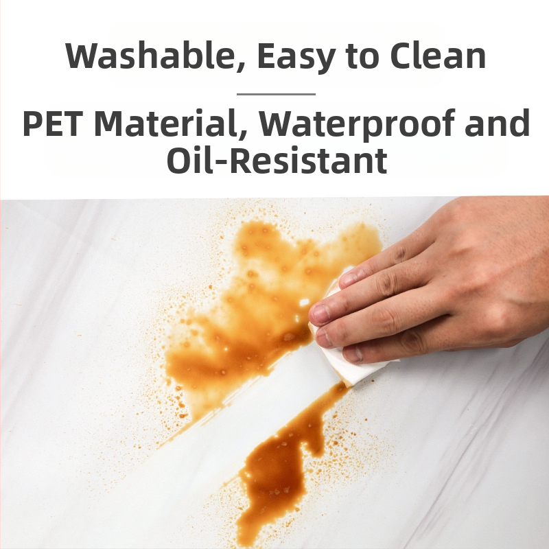 Samolepiaca PET nástenná dekorácia s imitáciou mramoru, odolná voči olejovým výparom a vysokým teplotám, kuchynská stena