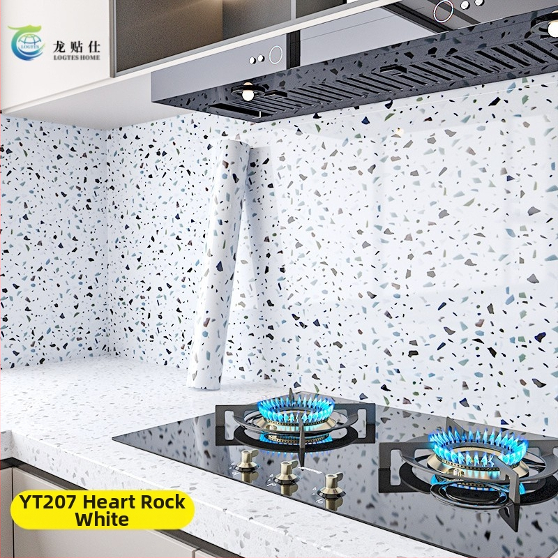 Lipdukas PET sienai, marmuro imitacija, atsparus aliejui ir aukštoms temperatūroms, virtuvės sienos dekoras