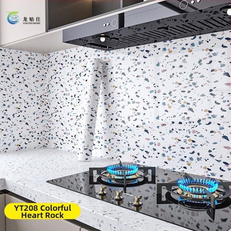 Lipdukas PET sienai, marmuro imitacija, atsparus aliejui ir aukštoms temperatūroms, virtuvės sienos dekoras