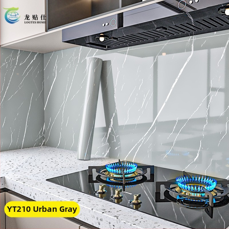 Lipdukas PET sienai, marmuro imitacija, atsparus aliejui ir aukštoms temperatūroms, virtuvės sienos dekoras