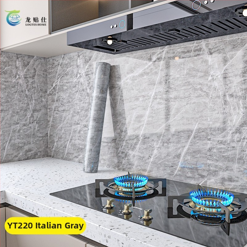 Lipdukas PET sienai, marmuro imitacija, atsparus aliejui ir aukštoms temperatūroms, virtuvės sienos dekoras