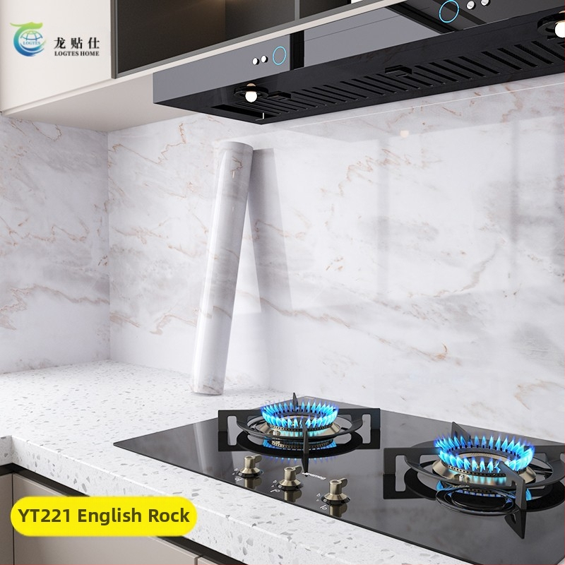 Lipdukas PET sienai, marmuro imitacija, atsparus aliejui ir aukštoms temperatūroms, virtuvės sienos dekoras