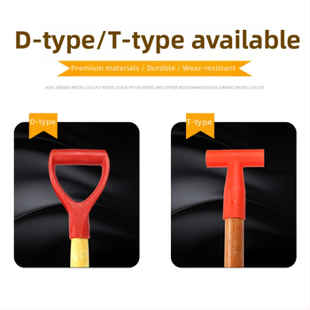 Kastu rankena T/D tipo, stora plastikinė galva ir medinis kotas, žemės ūkio įrankiams