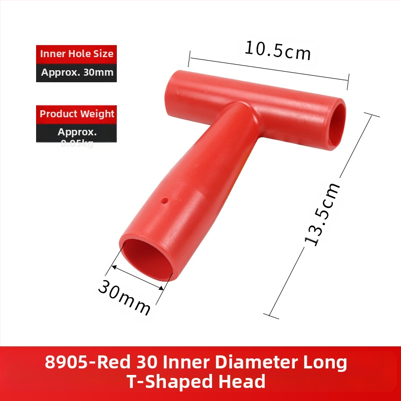 Kastu rankena T/D tipo, stora plastikinė galva ir medinis kotas, žemės ūkio įrankiams