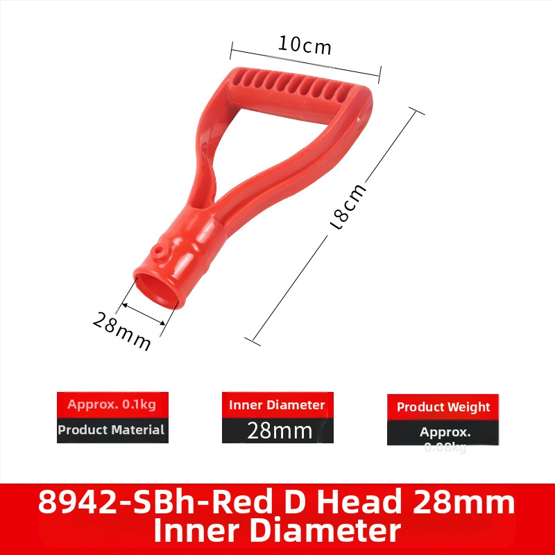 Kastu rankena T/D tipo, stora plastikinė galva ir medinis kotas, žemės ūkio įrankiams