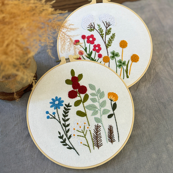 Комплект за бродерия за флорално платно – DIY дизайн цветя и растения, модерен минималистичен стил, комплект за кръстат бод, друга бродерия