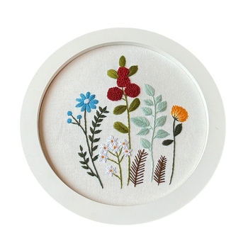 Комплект за бродерия за флорално платно – DIY дизайн цветя и растения, модерен минималистичен стил, комплект за кръстат бод, друга бродерия