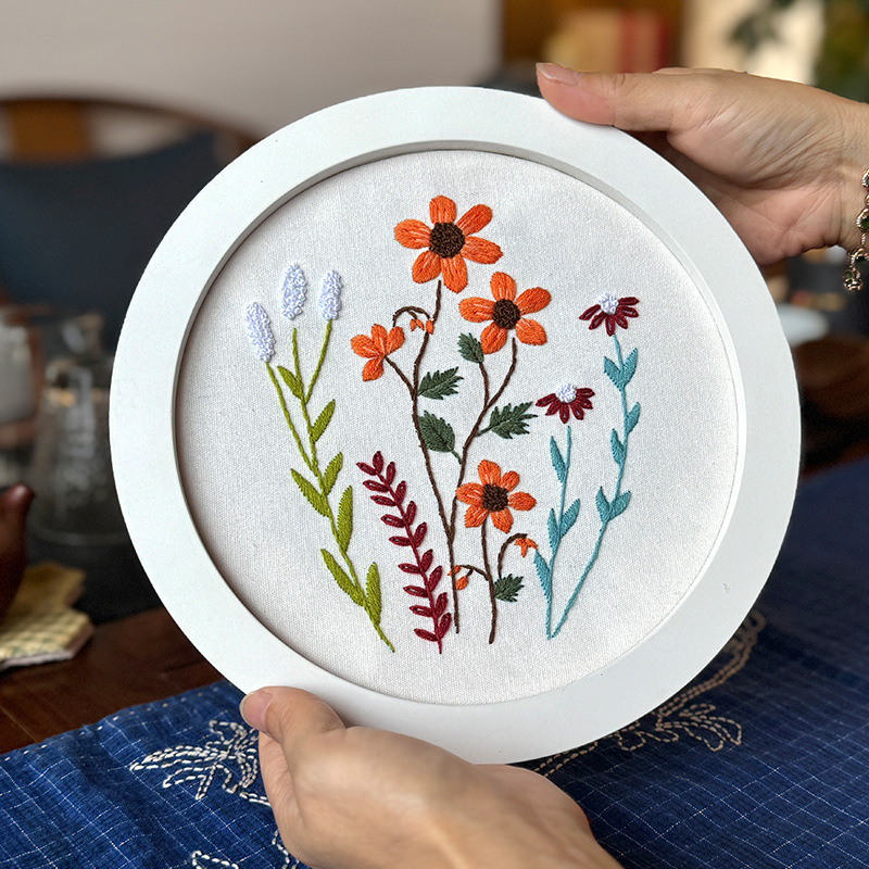 Комплект за бродерия за флорално платно – DIY дизайн цветя и растения, модерен минималистичен стил, комплект за кръстат бод, друга бродерия