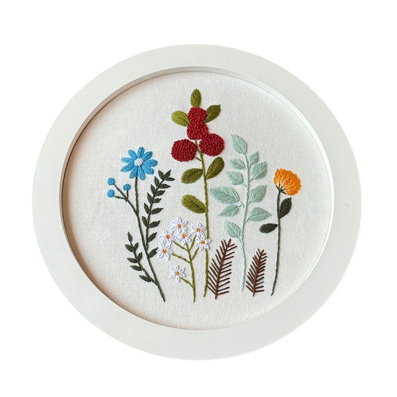 Комплект за бродерия за флорално платно – DIY дизайн цветя и растения, модерен минималистичен стил, комплект за кръстат бод, друга бродерия