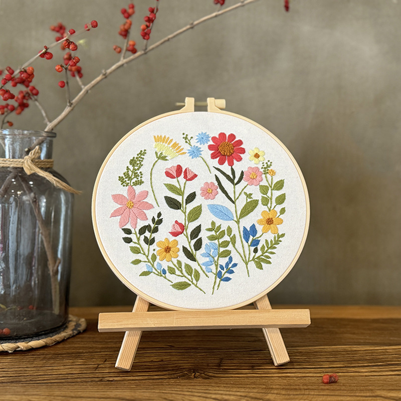 Комплект за бродерия за флорално платно – DIY дизайн цветя и растения, модерен минималистичен стил, комплект за кръстат бод, друга бродерия