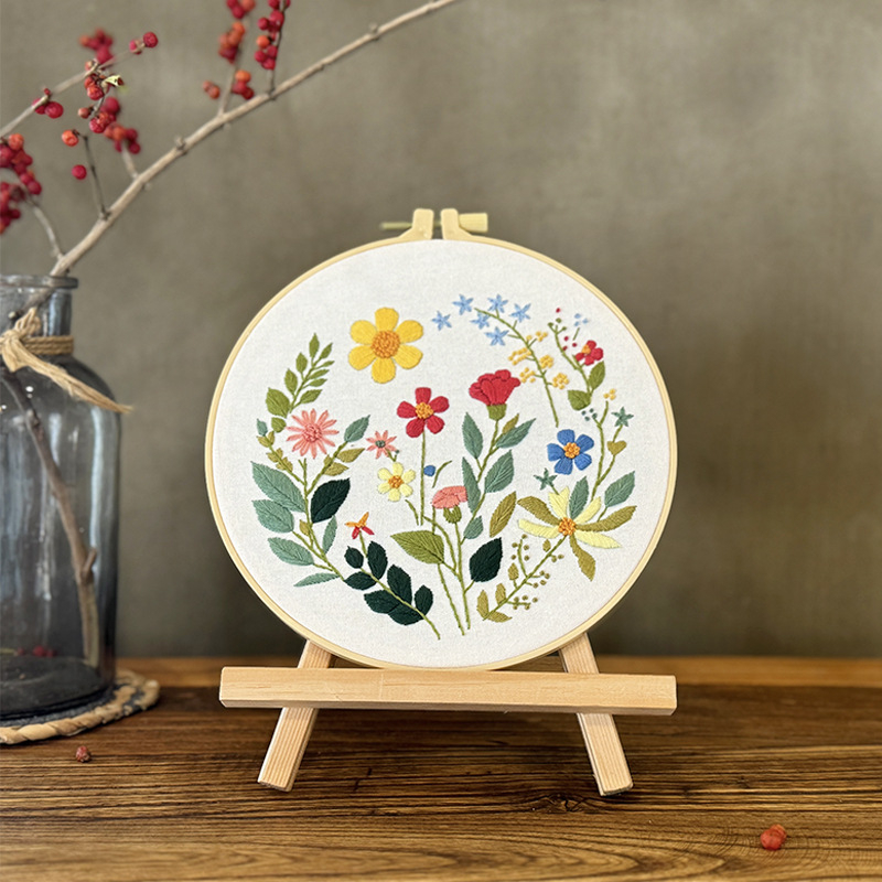 Комплект за бродерия за флорално платно – DIY дизайн цветя и растения, модерен минималистичен стил, комплект за кръстат бод, друга бродерия
