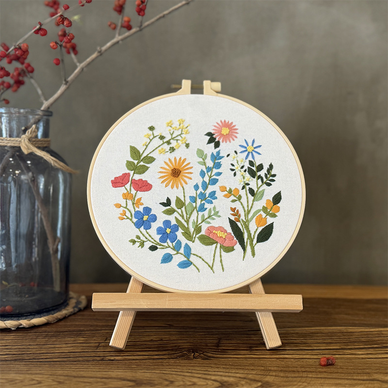 Комплект за бродерия за флорално платно – DIY дизайн цветя и растения, модерен минималистичен стил, комплект за кръстат бод, друга бродерия