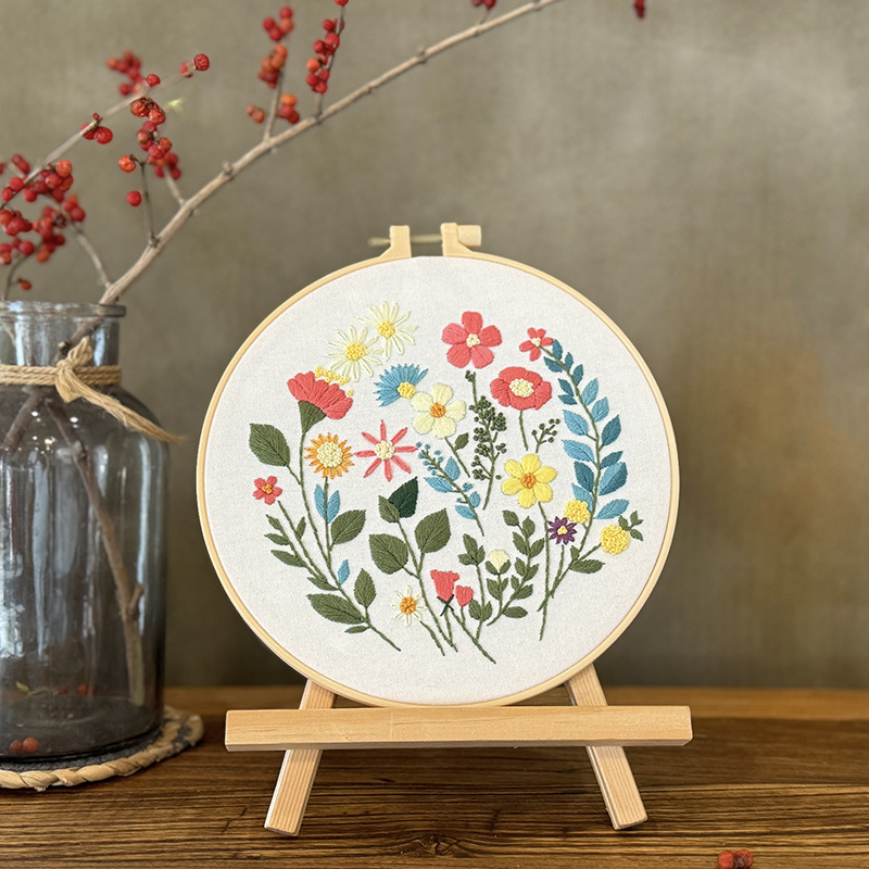 Комплект за бродерия за флорално платно – DIY дизайн цветя и растения, модерен минималистичен стил, комплект за кръстат бод, друга бродерия