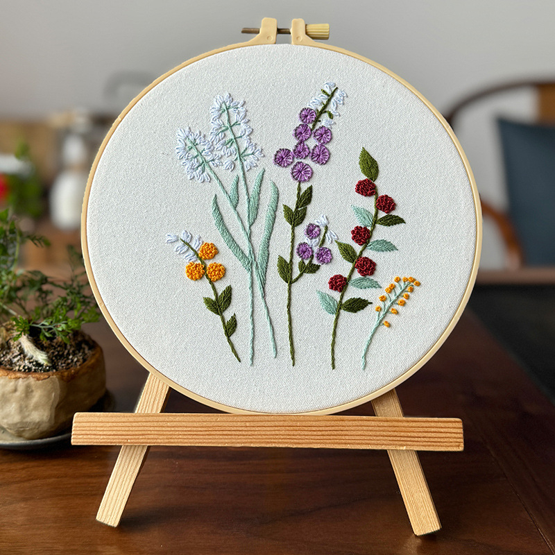 Комплект за бродерия за флорално платно – DIY дизайн цветя и растения, модерен минималистичен стил, комплект за кръстат бод, друга бродерия