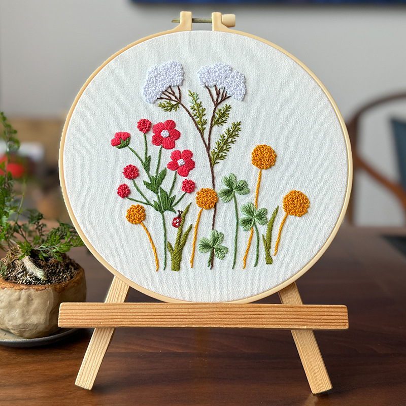 Комплект за бродерия за флорално платно – DIY дизайн цветя и растения, модерен минималистичен стил, комплект за кръстат бод, друга бродерия