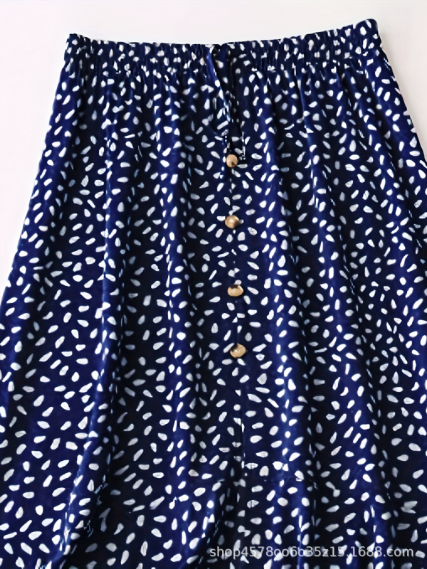 Ilga poliesterio sijonas su gėlių raštu, japoniško-koreietiško laisvalaikio stilius