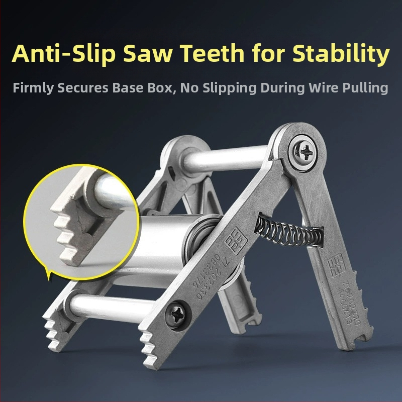 Инструмент за прокарване на кабели в електрическата инсталация — еднопроводна ролкова дърпачка и аксесоар за гнездо към кабелната кутия